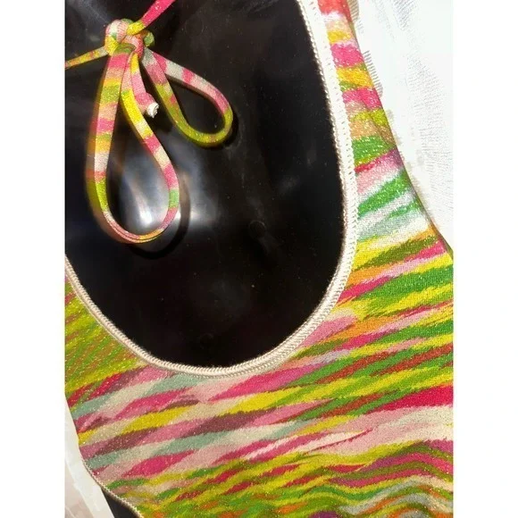 New With Tags BECCA by Rebecca Virtue One Piece Swimsuit Women's Stripe Metallic - Picture 8 of 12